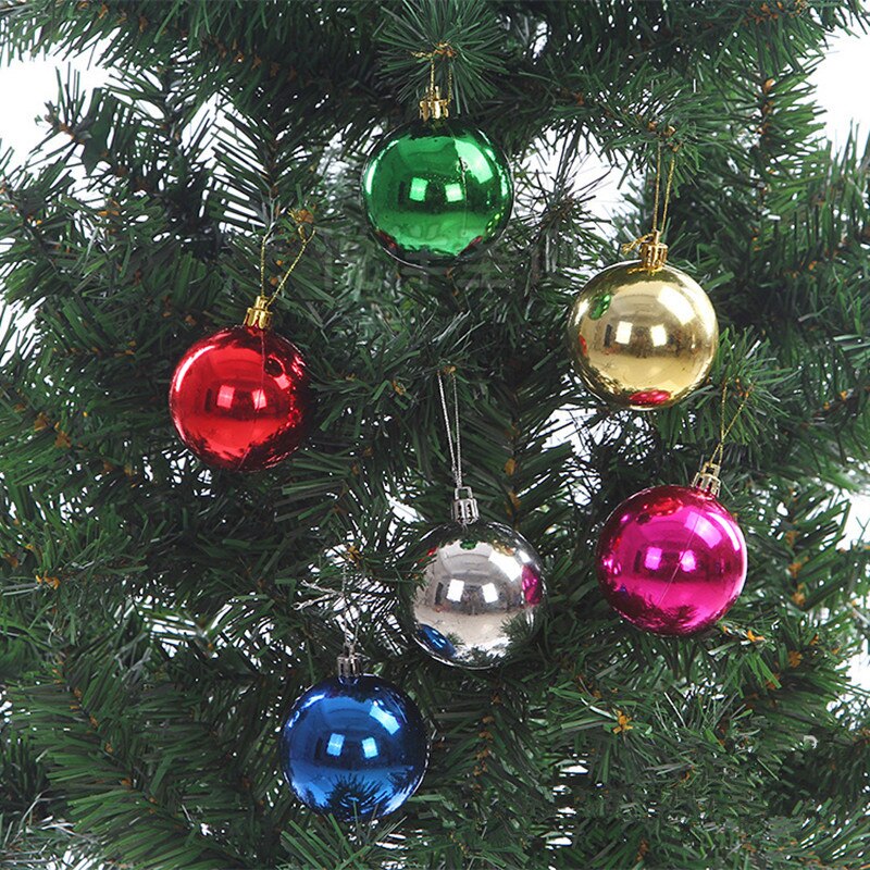 24 Stks/partij Kerstboom Ornament Bal Kleur Bling Hanger Kerst Decoratie Supply