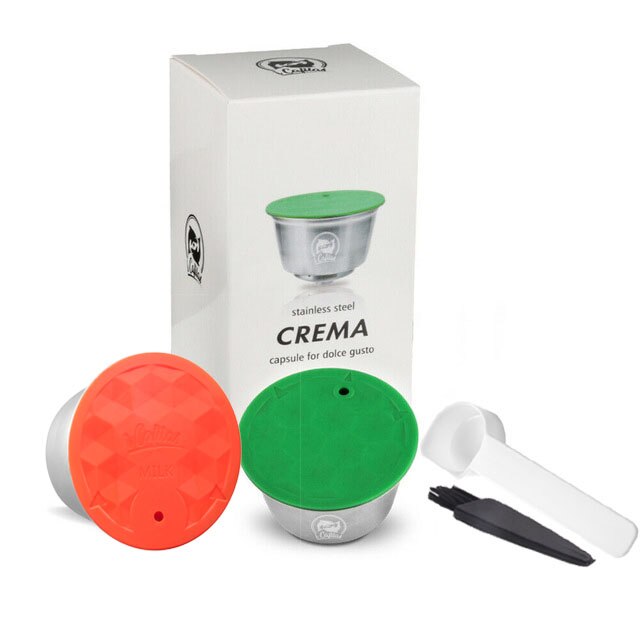 Reutilizable, de acero inoxidable, reutilizable, para Dolce Gusto, cápsula de café, tapa de silicona Dolci, cafetera, cuchara de café con Clip: Light Green