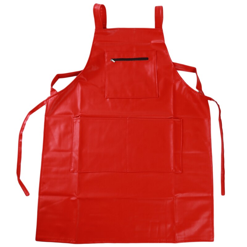 Waterproof Oil-proof Unisex Adjustable Leather Hanging Neck Hotel Restaurant Cafe Barber Shop Bakery Bar Waiter Work: red