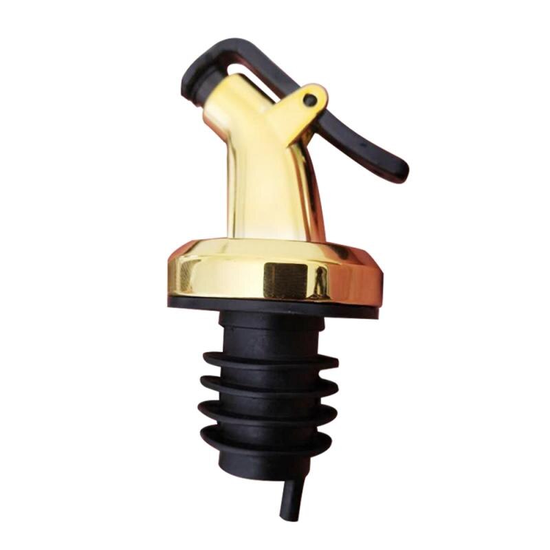 1Pc Olijfolie Spuit Olie Fles Stop Afdichting Lekvrije Food Grade Rubber Nozzle Spuit Liquor Dispenser Wijn pourers Bar Tool: 1PC Gold