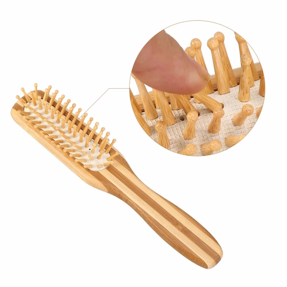 Natürliche Bambus Kopfhaut Massage Haarpflege Anti-Statische Paddel Griff Entwirren Haar Pinsel Kissen Kamm Friseur Styling Werkzeuge