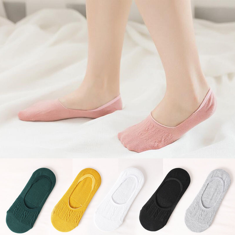 Women Socks Lady Casual Breathable Ankle Boat Socks Girls Invisible Non-slip Cotton Socks Women Low Cut Socks