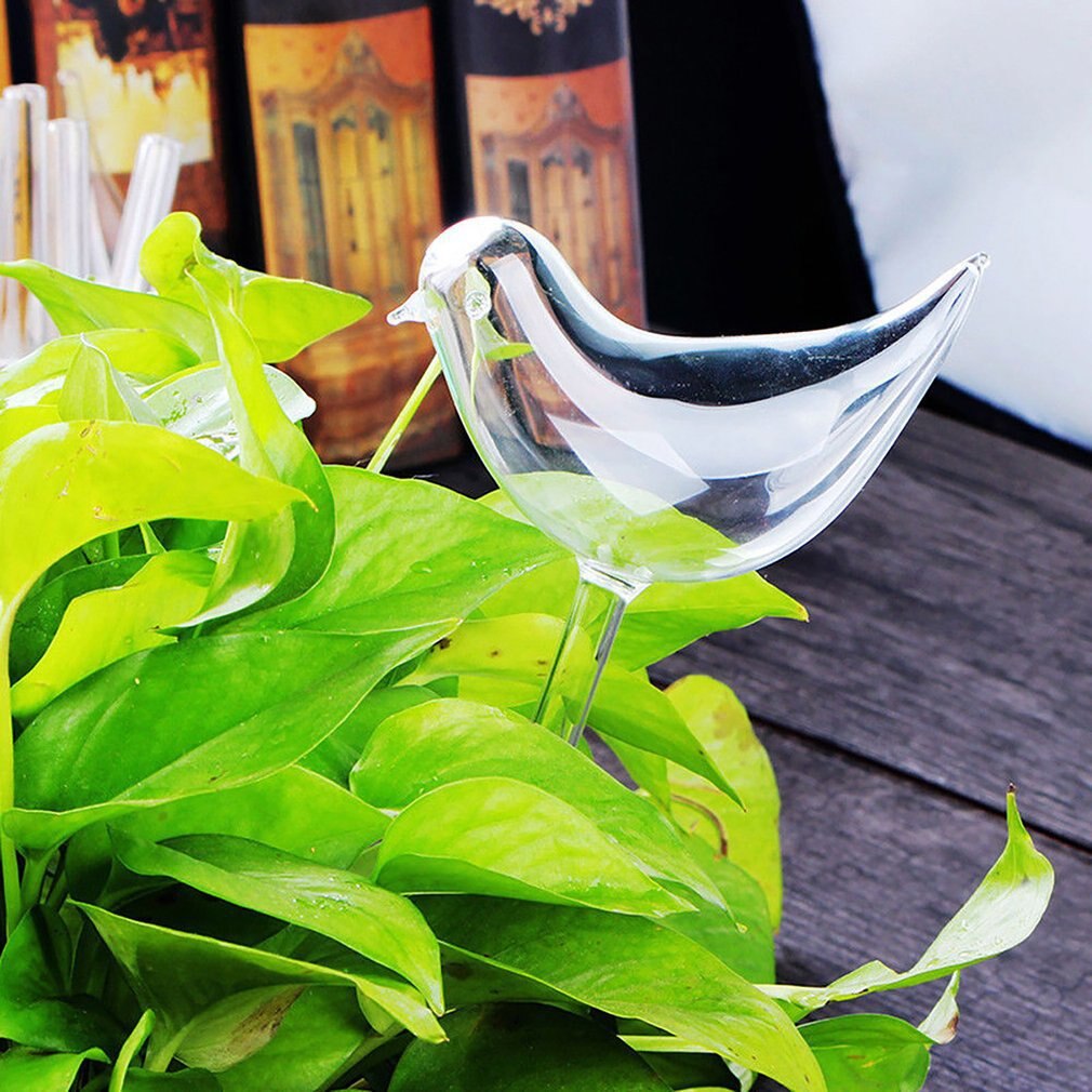 Birds Shape Clear Glass Self Watering Durable Mini Transparent Plant Watering for Garden Plant Watering Device