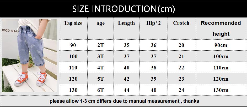 Pantaloncillos vaqueros para verano de los niños pantalones vaqueros cortos niños bebé elástico cortos carta pantalones cortos niños pantalones vaquero cortos 2-6Year