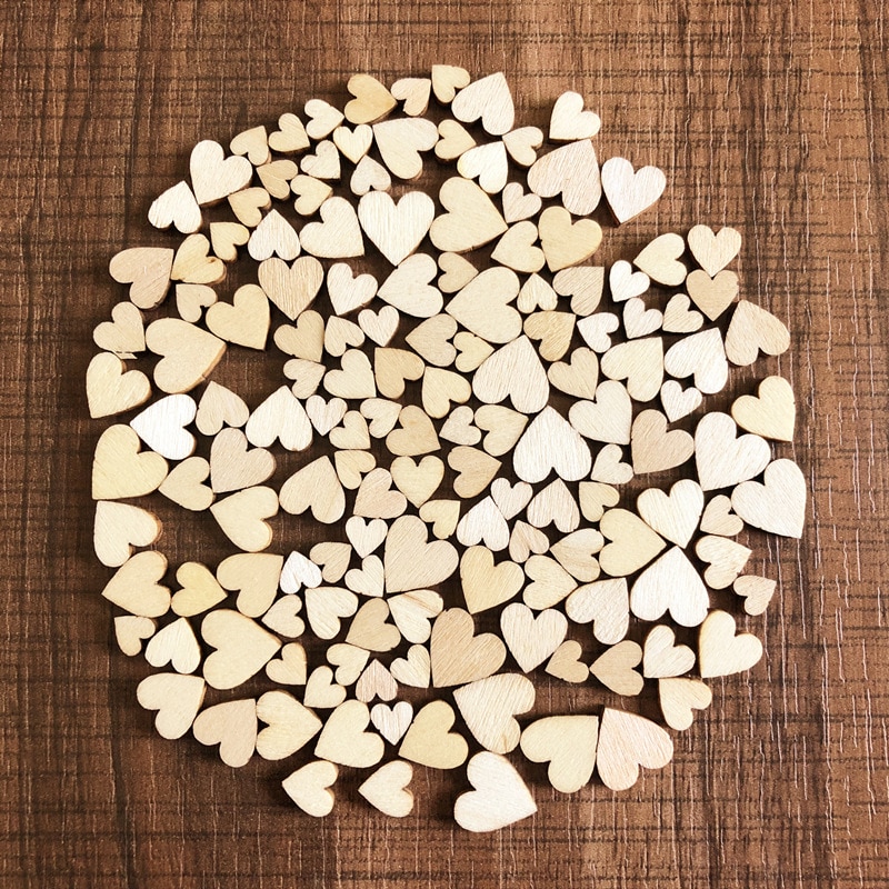 50 stks/zak Rustieke Hart Hout Voor Ambachten Liefde Heart Wedding Table Scatter Houten Decoratie Houten Decoratie DIY Hout Decoraties