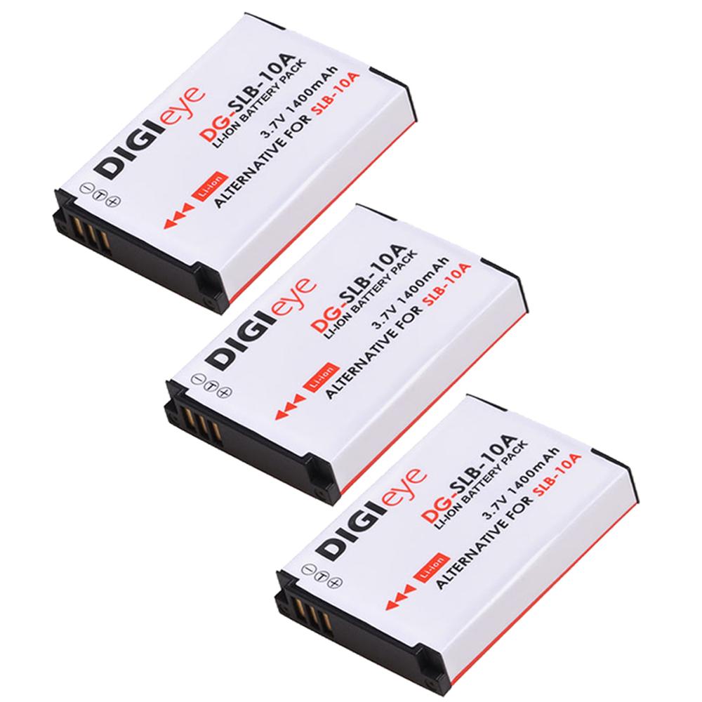 SLB-10A Batteries + Charger Kit for Samsung ES55 EX2 WB150F WB350F WB500 WB550 WB800F WB1100F WB2100 HMX-U100 HMX-U100UN: 3 battery