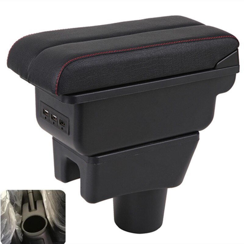Voor Mitsubishi Mirage Space Star - Opbergdoos Armsteun Armsteun Dual Layer Zwart Lederen