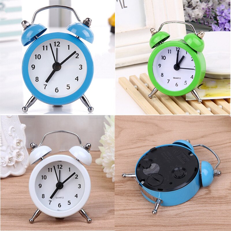 Mini Round Alarm Clock Desktop Table Bedside Clocks Kids Adults Travel Clock Decor Lovely Cartoon Alarm Clocks Dial Number Round