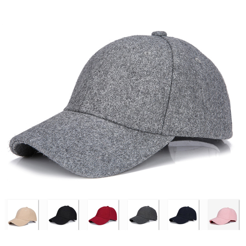 Autumn Winter Unisex Wool Felt Baseball Caps Solid Color Casquette Chapeau Trilby Trucker Hat for Men Women