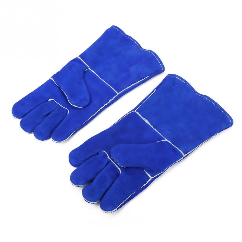1 Pair Blue Extended Welding Gloves Heat Resistant for BakingCookingBBQ