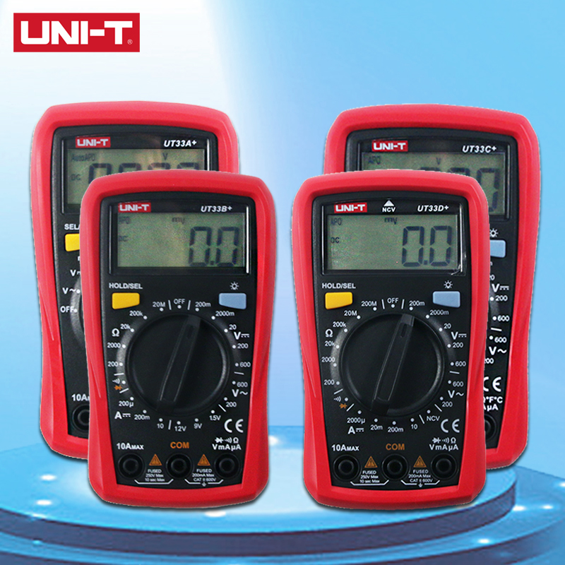 UNI-T UT33A + UT33B + UT33C + UT33D + Digitale Multimeter Ac Dc Weerstand + 2mF Capaciteit Ncv Tester met Lcd Backlight