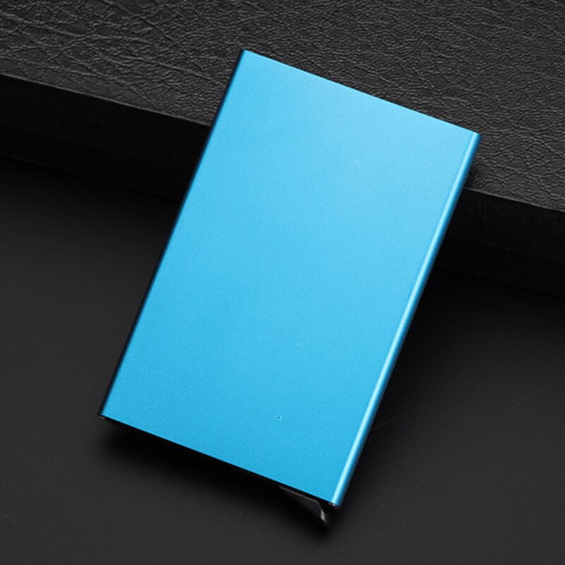 Creditcardhouder Mannen Slim Anti Beschermen Reizen Id Kaarthouder Vrouwen Rfid Portemonnee Metal Case Porte Carte: Blue