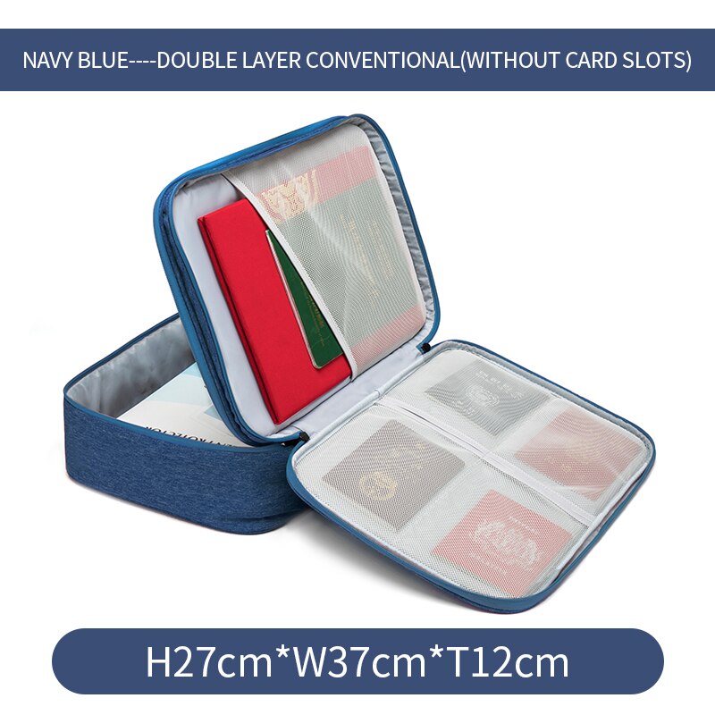 Porte-documents multicouches, sac de rangement multifonctionnel pour documents, organisateur de certificat, étui pour passeport de voyage à domicile avec serrure: Dary blue regular