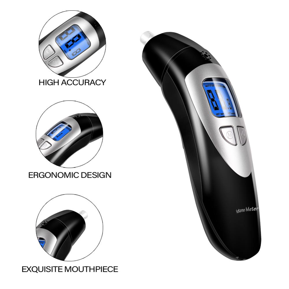 Eek Draagbare Keton Breath Analyzer, Digitale Keton Blaastest, Ketosis Testen Kit Met 10 Vervangbare Mondstukken