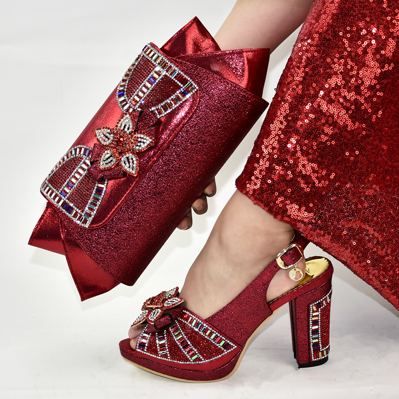 Pumps Women Shoes Shoe and Matching Bag for Nigeria Party Set Italy Set African Shoes and Matching Bags Italian Match: Red / 9.5