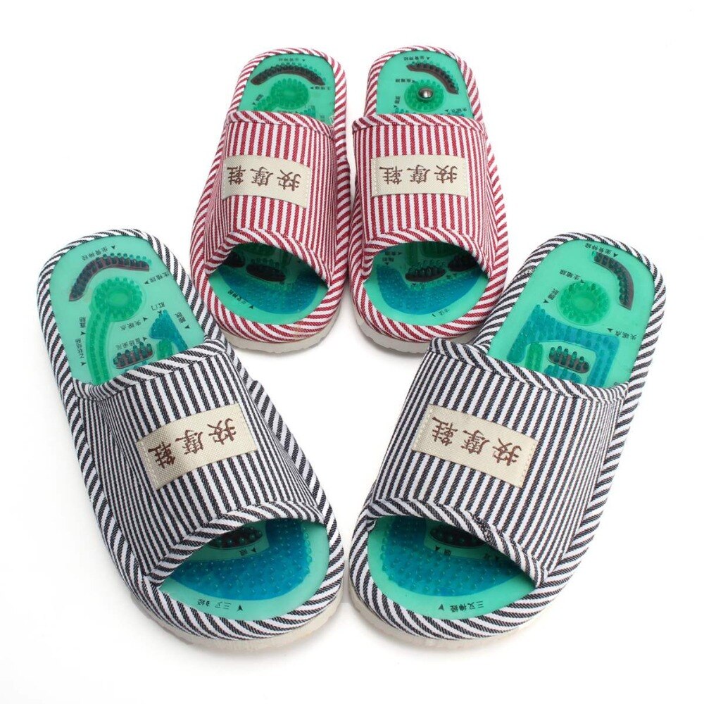 Zomer Stijl Voet Acupunt Massage Schoenen Voet Gezondheidszorg Magneet Therapie Slippers Gestreept Patroon Indoor Schoenen Voor Vrouwen & Mannen