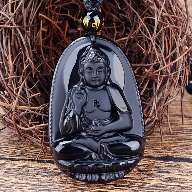 Obsidian buddha anhänger Jade Anhänger männlichen Frauen halskette buddha Bead vorhang umgeschlagen peeling buddha kopf anhänger schwarz Jade