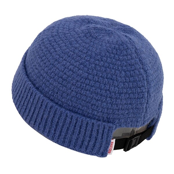 Unisex mössa ribbstickad stickad vintermössa varm kort mössa avslappnad enfärgad kalott baggy för vuxna män mössa: Marin