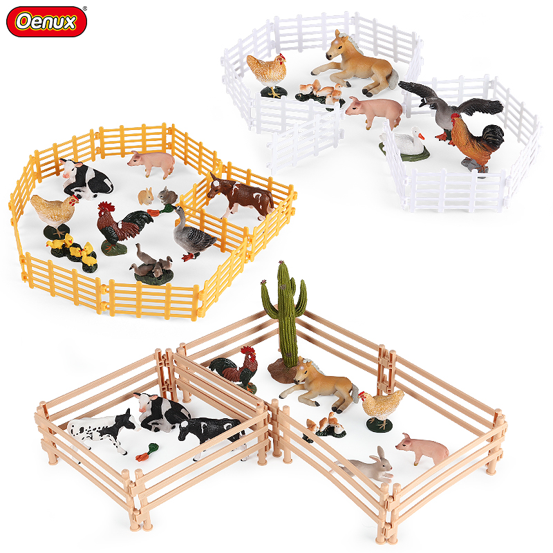 Oenux Simulatie Boerderij Hek Scène Speelgoed Bomen Huis Boer Eenhoorn Dieren Model Miniatuur Ambachtelijke Woondecoratie Schattige Kindercadeau