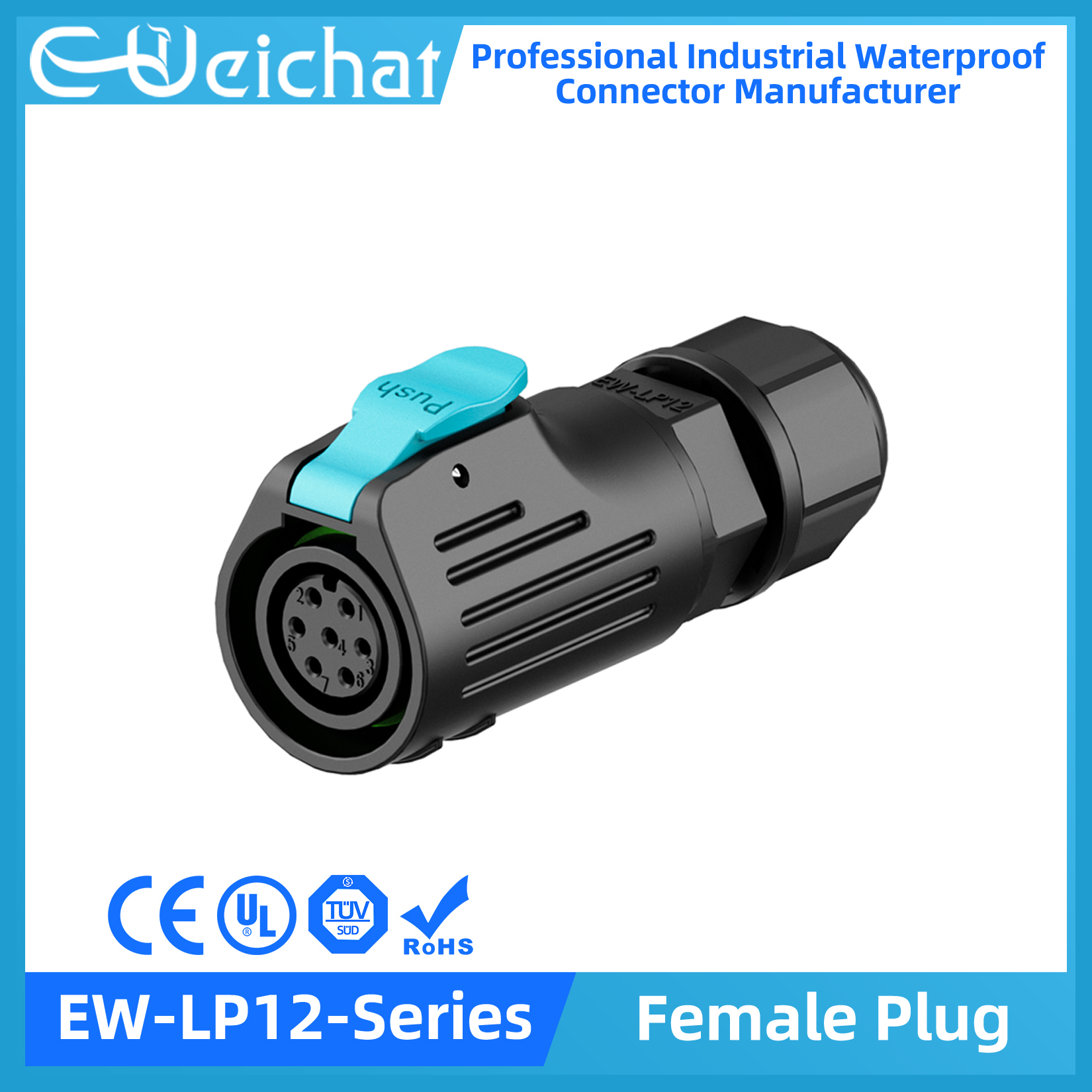 LP12 Waterproof Connector IP68 Industrial Circular Aviation Electrical Connector PBT Shell M12 2-8 Pin Thread Socket: GRAY