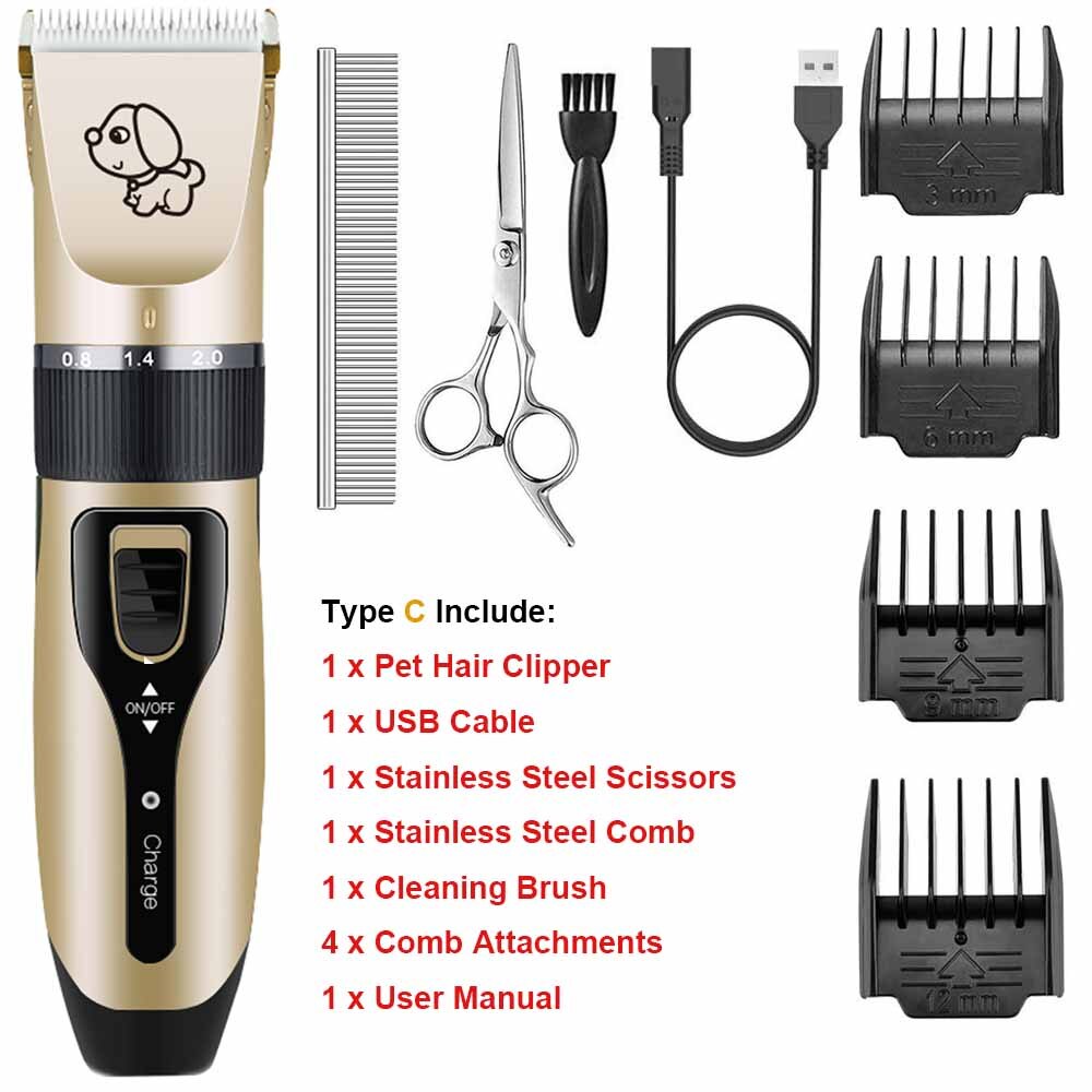 Elektrische Hond Haar Trimmer Usb Opladen Huisdier Tondeuse Oplaadbare Low-Noise Kat Hair Remover Grooming Haar Snijder Machine: Type C