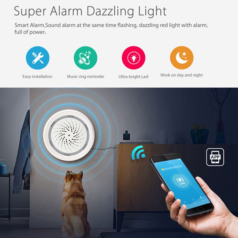 NEO Wireless Smart Wifi Siren Alarm Sensor Smart Life App Notification Alerts Plug And Play