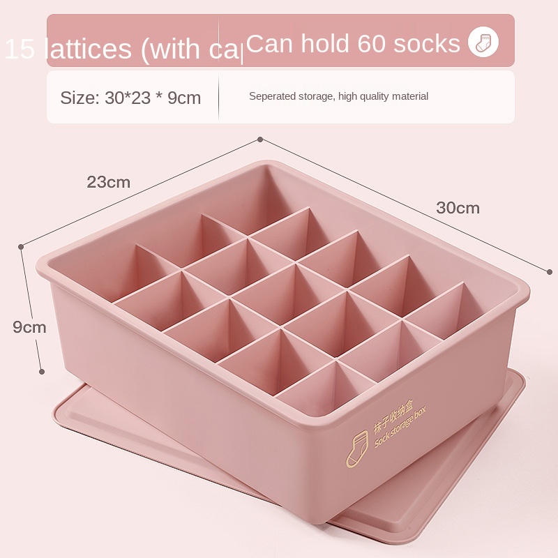 Underwear Storage Box Household Drawer Wardrobe Compartment Artifact Socks Panties Three-in-one Storage Box Shorts storage box: Pink 15 grid