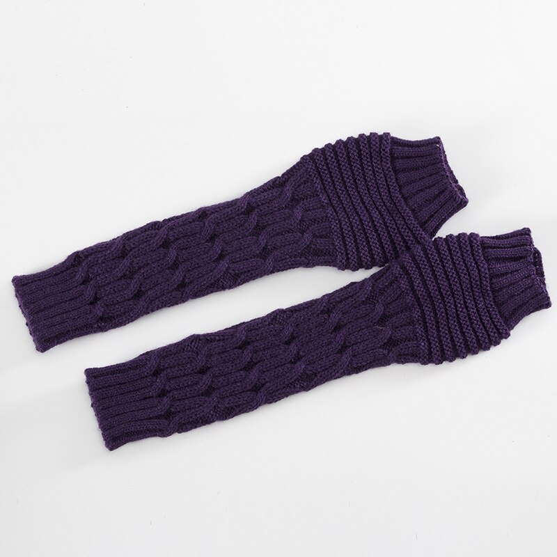 Nuevos guantes de lana con dedos abiertos para otoño e invierno, guantes plegables y cálidos para hombres y mujeres: Púrpura