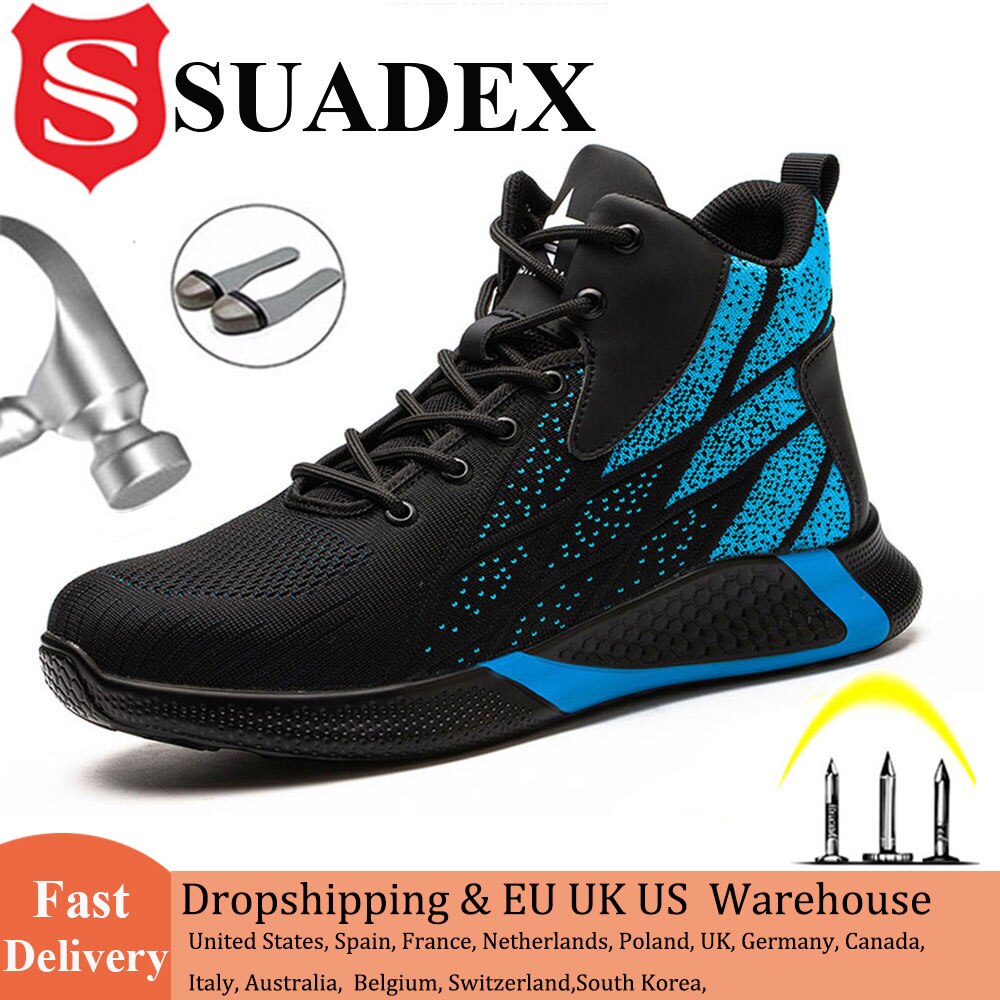 Suadex Werkschoenen Veiligheid Stalen Neus Schoenen Mannen Ademende Sneakers Schoenen Ankle Wandelschoenen Anti-Piercing Beschermende Schoeisel