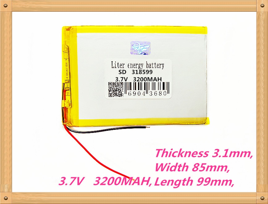 318599 Tablet PC batterij capaciteit 3085100 3.7 V 3200mA Universele Li-Ion batterij voor tablet pc 7 inch 8 inch 9 inch