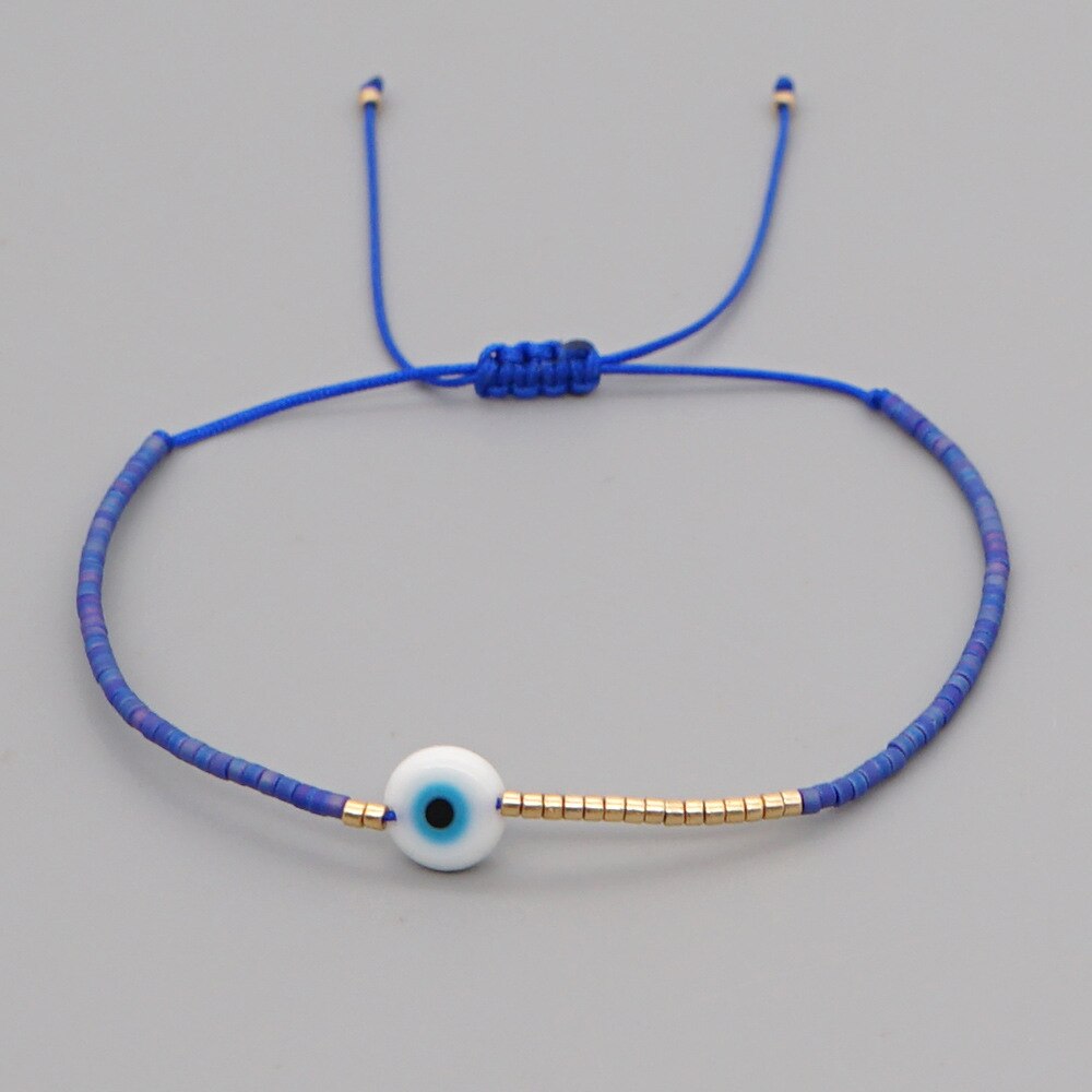 Bransoletka z greckim oczkiem bransoletka z tureckim nazarem String proste bransoletki dla kobiet mężczyzn koraliki Miyuki biżuteria Pulsera mal de ojo: Q