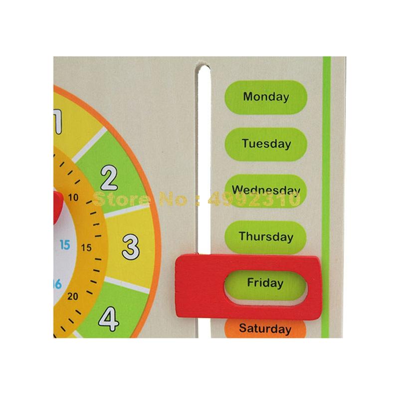 Multifunctionele Houten Kalender/Datum/Tijd Klok Educatief Puzzel Opknoping Hout Boord Speelgoed