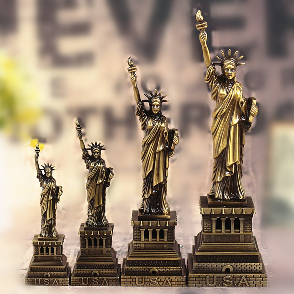 1Pc Amerikaanse Vrijheidsbeeld Legering Creatieve Retro Metalen Miniaturen Ornament Ambachten Souvenirs Voor Thuis Woonkamer Kantoor