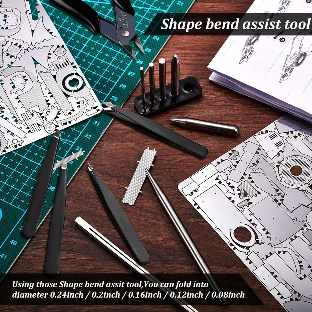 Metal Model Tool Kits Including Metal Model Long Edge Bending Tool Twisting Tool Cylinder Cone Shape Assist for Metal Puzzles
