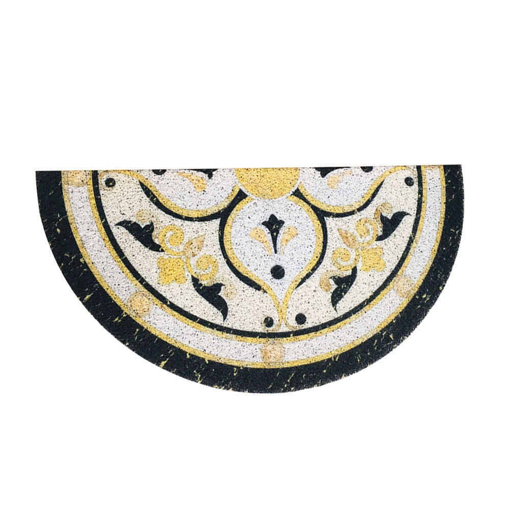 Tapis d'extérieur demi-rond en motif de marbre | Tapis noir absorbant l'eau, tapis de salle de bains antidérapants, tapis de portes décoratifs pour la maison: D