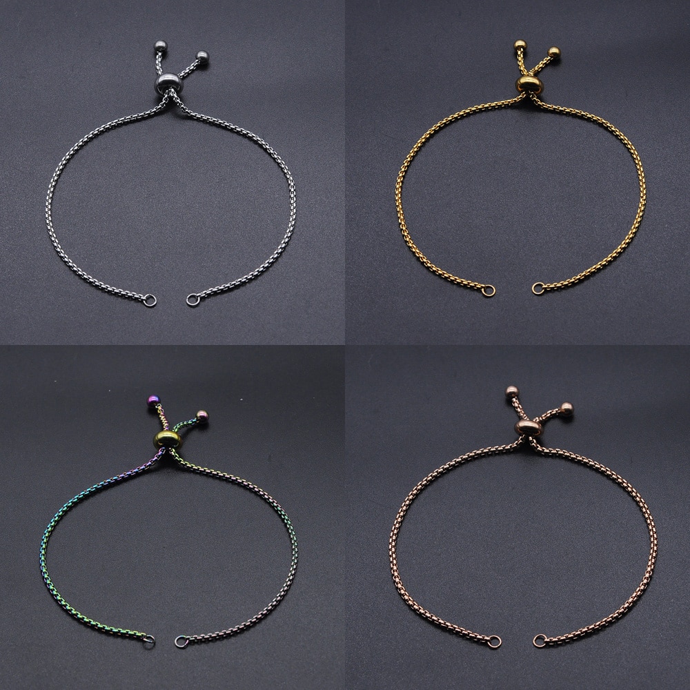 5 uds. De acero inoxidable DIY caja redonda cadena para mujeres pulsera joyería de DIY cadena al por mayor aceptar pedidos OEM