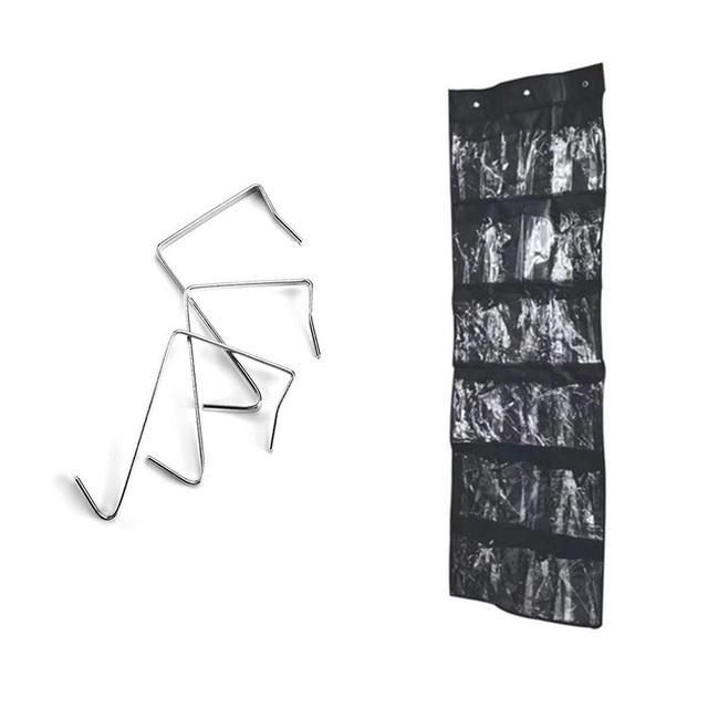 24 Pockets Shoes Organizer Rack Hanging Organizers Space Saver Hanging Over The Door Behind Closet Organizer Storage Hanger: Black