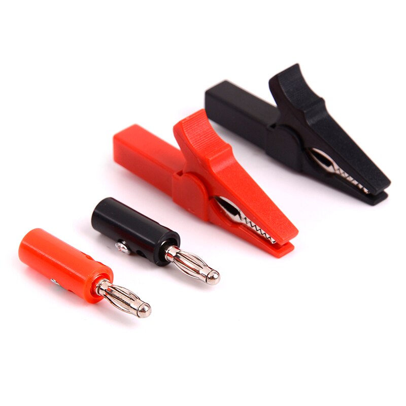 4 Stks/set Alligator Clips + Banana Plug Test Probe Met 4Mm Banaan Plug Kabel Clips Rood + Zwart 43mm/55Mm: C 4Pcs