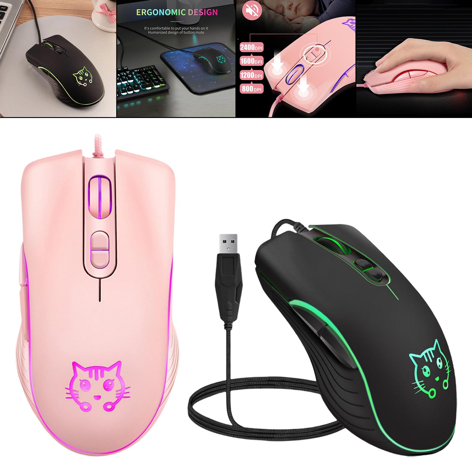Cute USB Wired Game Mouse Colorful Lights PC Laptop Silent LED Optical Mice
