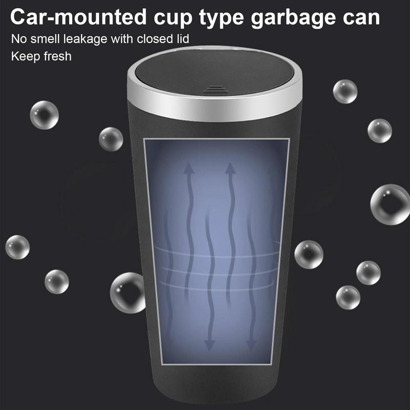 Cubo de basura para coche, portavasos, contenedor a prueba de fugas, bloqueo de olores, organizador de basura impermeable