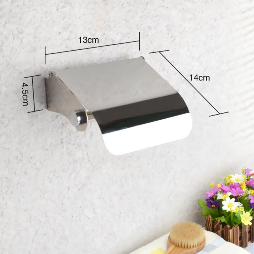 Wall Mount Toilet Paper Holder with Cover Stainless Steel Roll Paper Holder Bathroom Fixture Bathroom Accessories