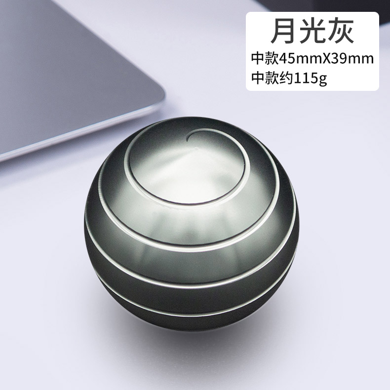 Big Size Gyroscope Desk Toy Metal Gyro Desktop Decompression Rotating Spherical Optical Illusion Flowing Finger Toy For Adult: Grey M