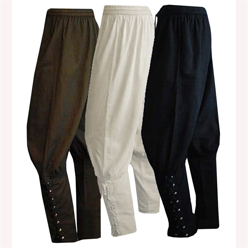 Mannen Viking's Broek Middeleeuwse Cosplay Kostuums Piraat Broek Halloween Middeleeuwen Been Bandage Losse Kostuum voor Volwassen