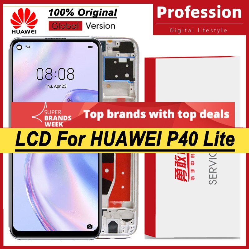 Ensemble écran tactile LCD IPS avec châssis, 100% pouces, pour Huawei P40 Lite Nova 6 se, 6.4 Original