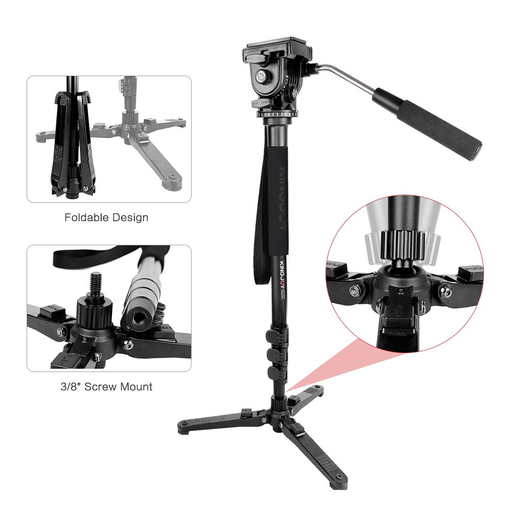 KINGJOY Camera Monopod Unipod w/Balhoofd Quick Release Plaat Statief Draagtas 1/4 "Schroef Mount voor Canon Sony nikon DSLR Camera 'S