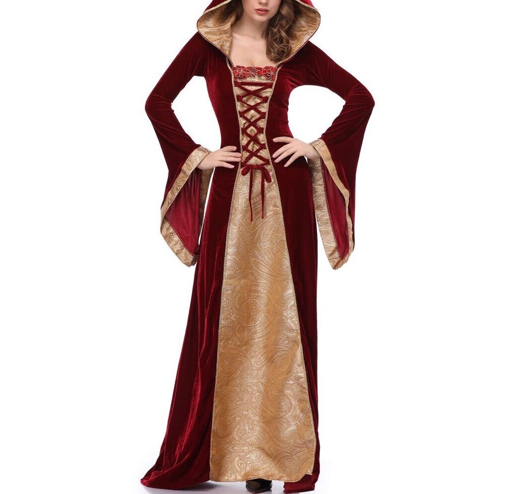 Europäischen und Amerikanischen Halloween Magier Kostüm Königin Kostüm Bühne Leistung Kleid Langen Felsen Cosplay Uniform