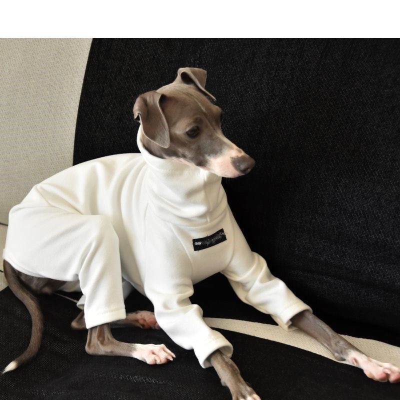 Fahison Whippet lévrier italien vêtements de luxe coton chien Jammies hiver col roulé Stretch vêtements pour animaux de compagnie: XXXL / Black