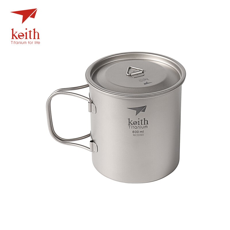 Keith draussen Titan Wasser Becher Mit Klapp Griffe Titan Deckel Getränk Camping Tassen Ultraleicht Reise Becher 220 ml-900 ml