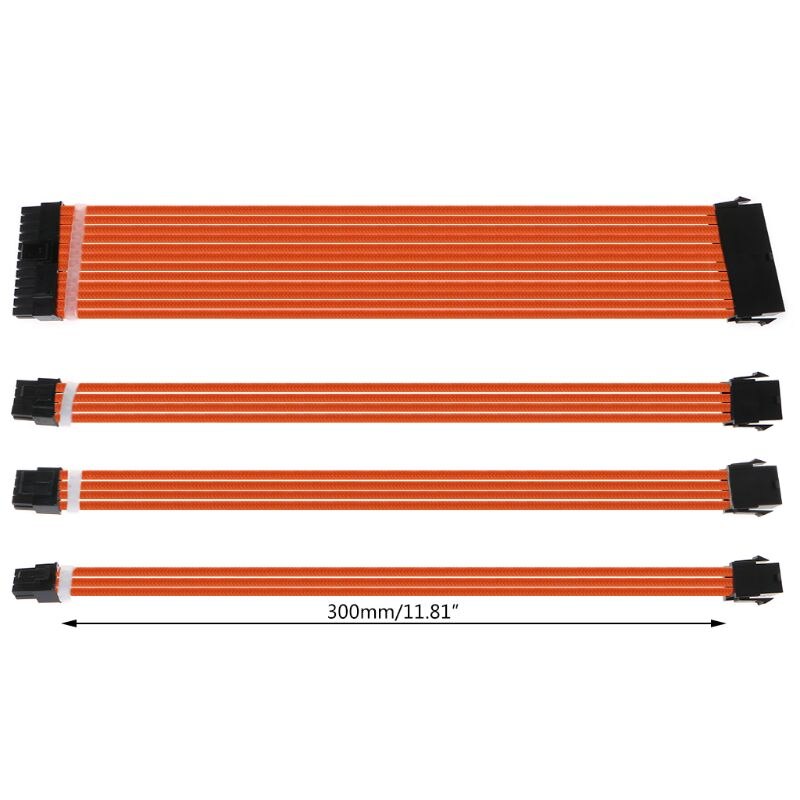 1Set 30cm/40cm A-TX Basic Extension Cable Kit PC GPU CPU Power Supply Sleeved Wire Computer Connectors 24-PIN 8-PIN 6PIN 4+4PIN: O-30