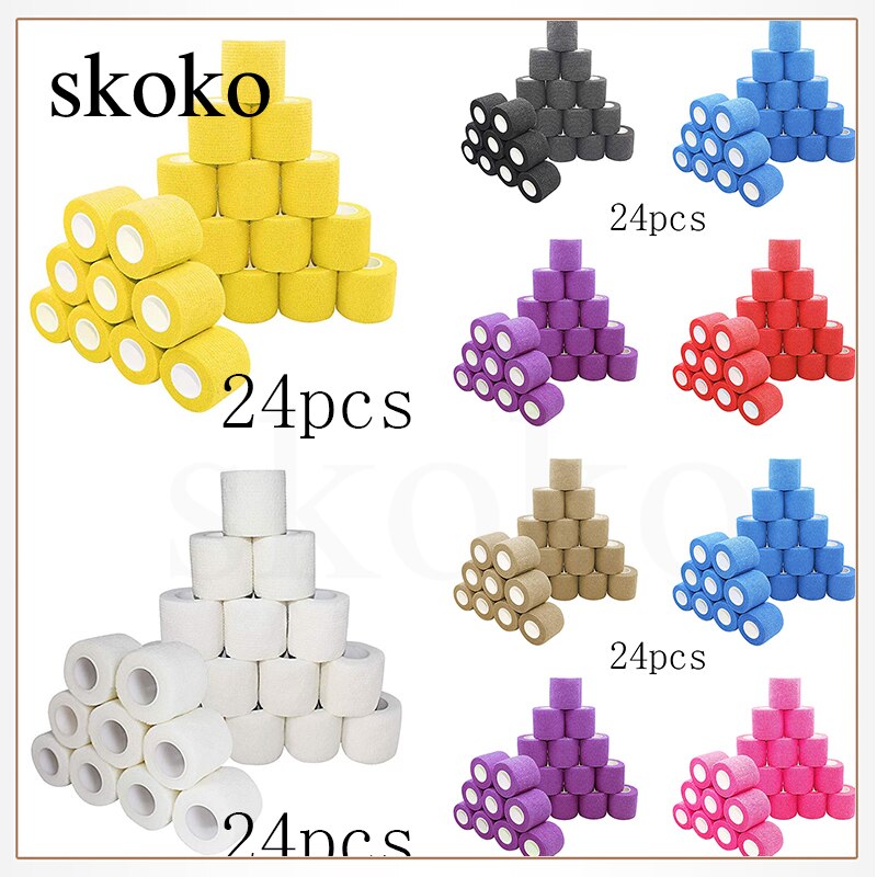 24 Rolls Of Self-Adhesive Bandage 5cm*4.5m Emergency Tape Elastic Self-Adhesive Tape, Suitable For Sports Wrists And Ankles
